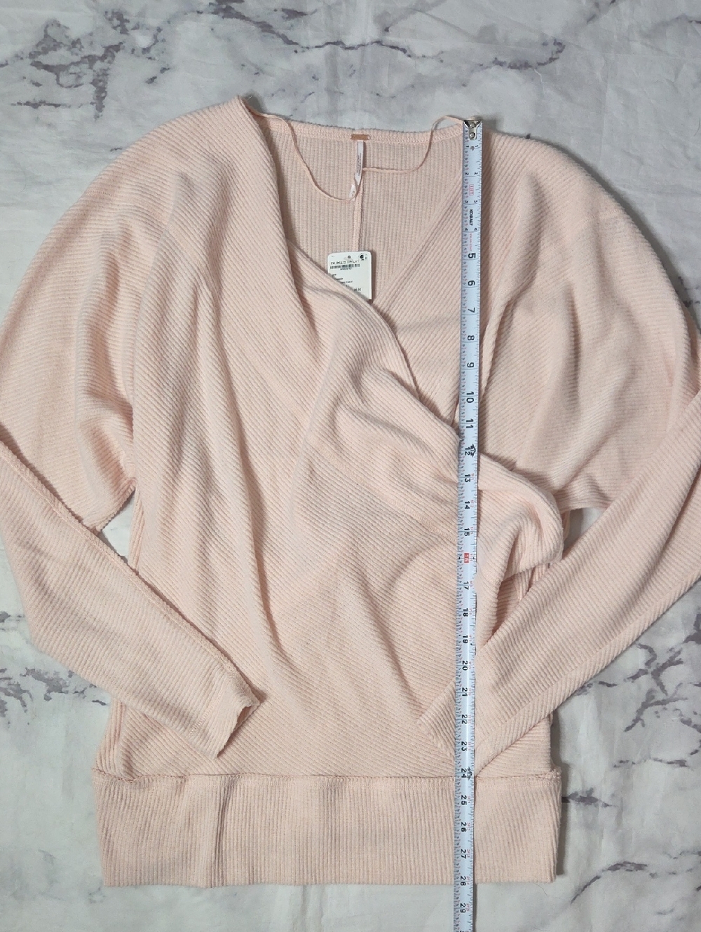 Free People Cozy With You Ribbed Wrap Pullover Sweater In Champagne Toast - Picture 3 of 7